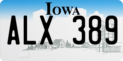 IA license plate ALX389