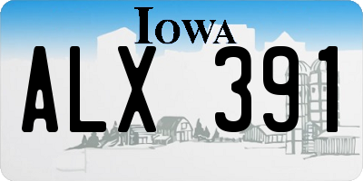 IA license plate ALX391