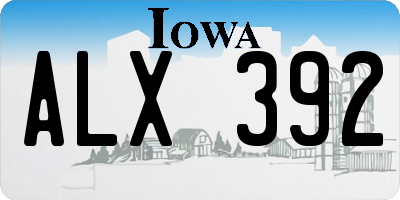 IA license plate ALX392