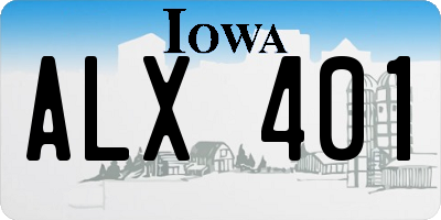 IA license plate ALX401