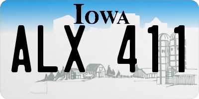 IA license plate ALX411