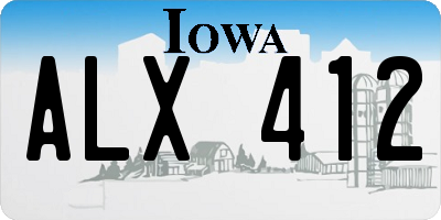 IA license plate ALX412