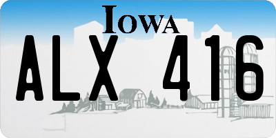 IA license plate ALX416