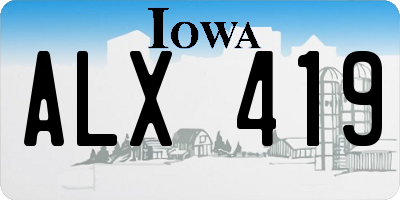 IA license plate ALX419