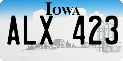 IA license plate ALX423