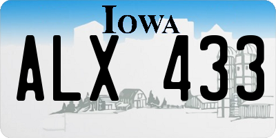 IA license plate ALX433