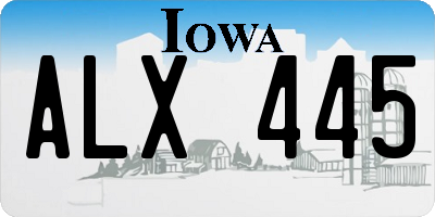 IA license plate ALX445