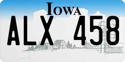 IA license plate ALX458