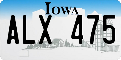 IA license plate ALX475