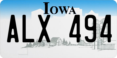 IA license plate ALX494