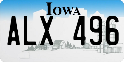 IA license plate ALX496
