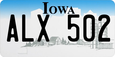 IA license plate ALX502