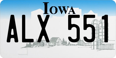 IA license plate ALX551