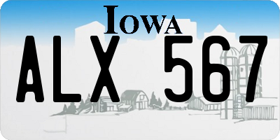 IA license plate ALX567