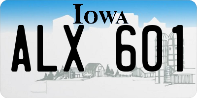 IA license plate ALX601