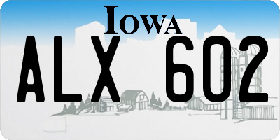 IA license plate ALX602