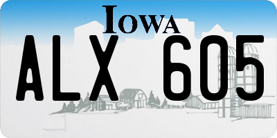 IA license plate ALX605