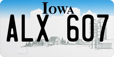 IA license plate ALX607