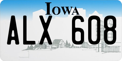 IA license plate ALX608