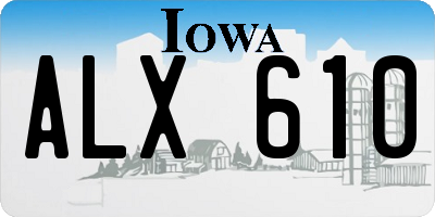 IA license plate ALX610