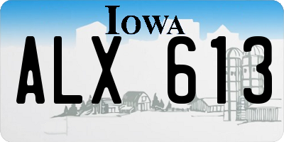 IA license plate ALX613