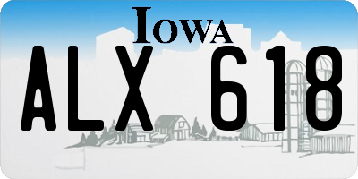 IA license plate ALX618