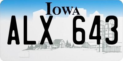 IA license plate ALX643