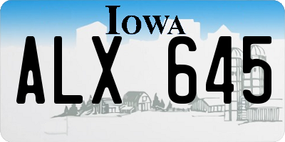IA license plate ALX645