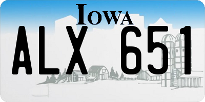 IA license plate ALX651