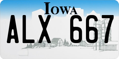 IA license plate ALX667