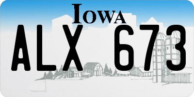 IA license plate ALX673