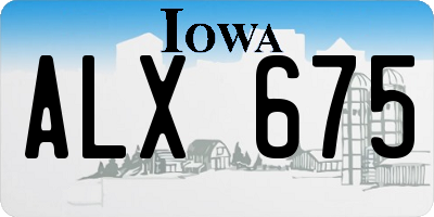 IA license plate ALX675