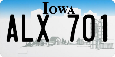 IA license plate ALX701