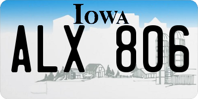 IA license plate ALX806