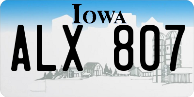 IA license plate ALX807