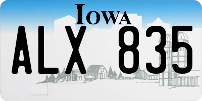 IA license plate ALX835