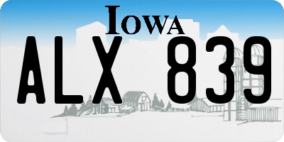 IA license plate ALX839