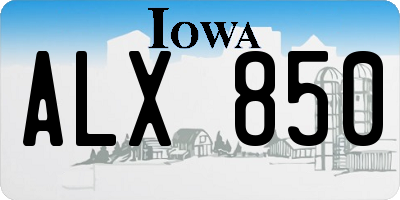 IA license plate ALX850