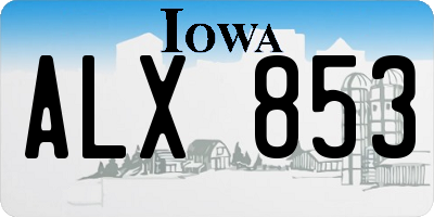 IA license plate ALX853