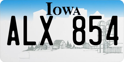 IA license plate ALX854
