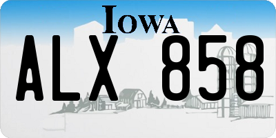 IA license plate ALX858