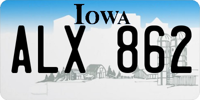IA license plate ALX862