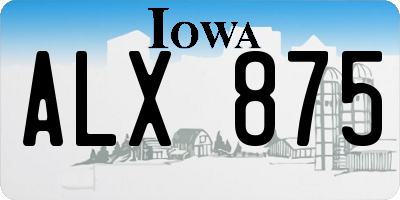 IA license plate ALX875