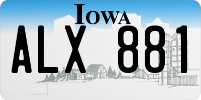 IA license plate ALX881