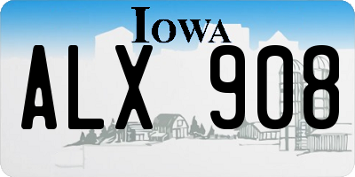 IA license plate ALX908