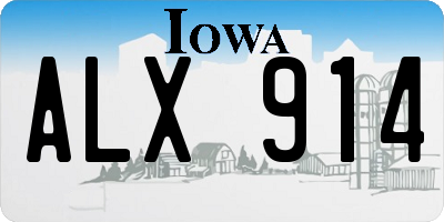 IA license plate ALX914