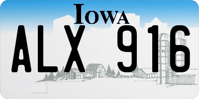 IA license plate ALX916