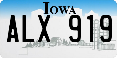 IA license plate ALX919