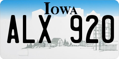 IA license plate ALX920