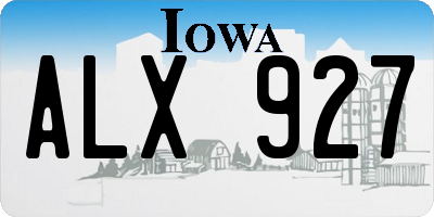 IA license plate ALX927